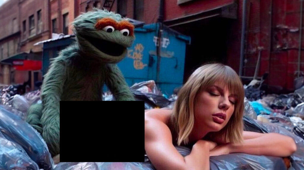 Taylor Swift x Oscar the Grouch AI Image Sparks